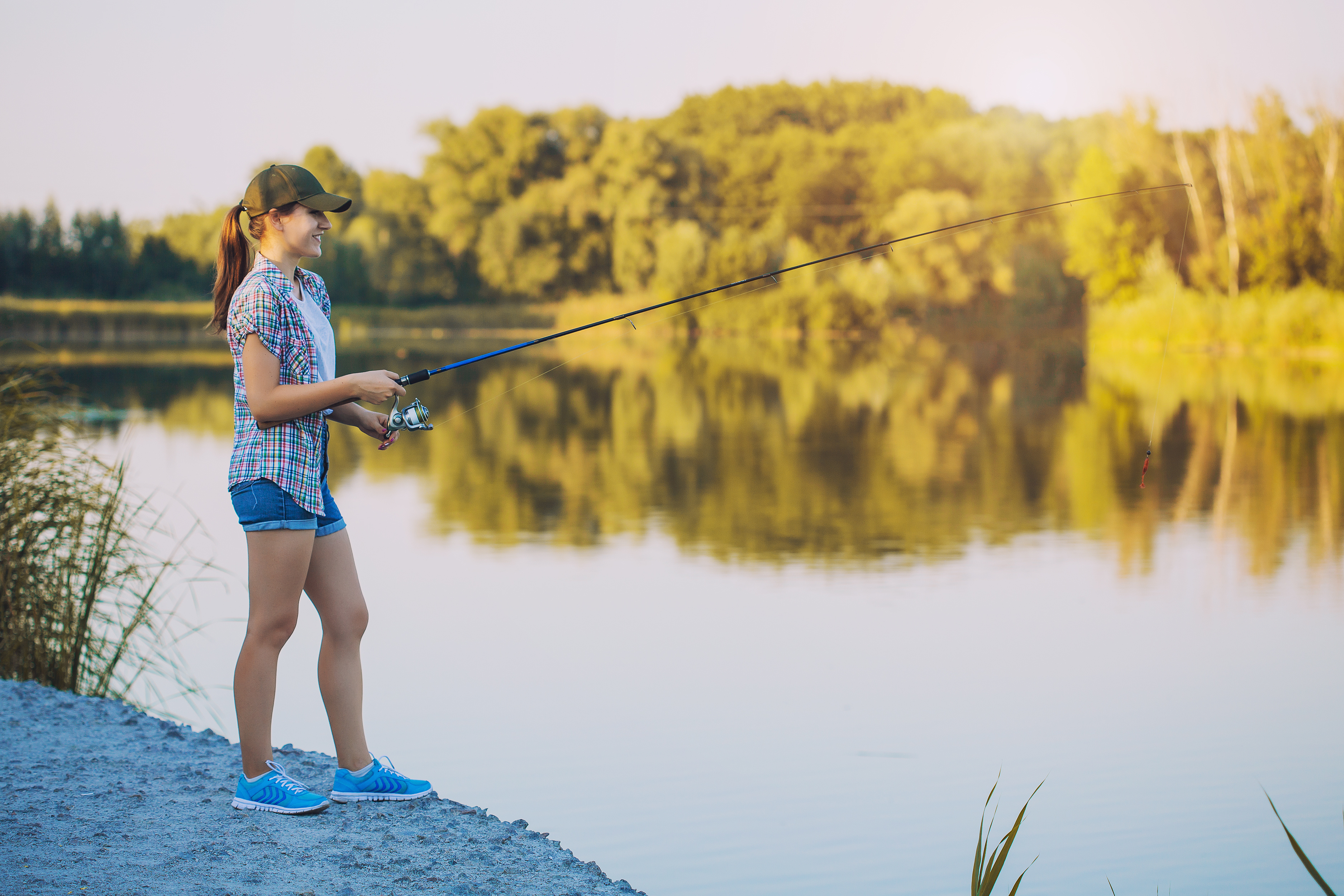 woman fishing