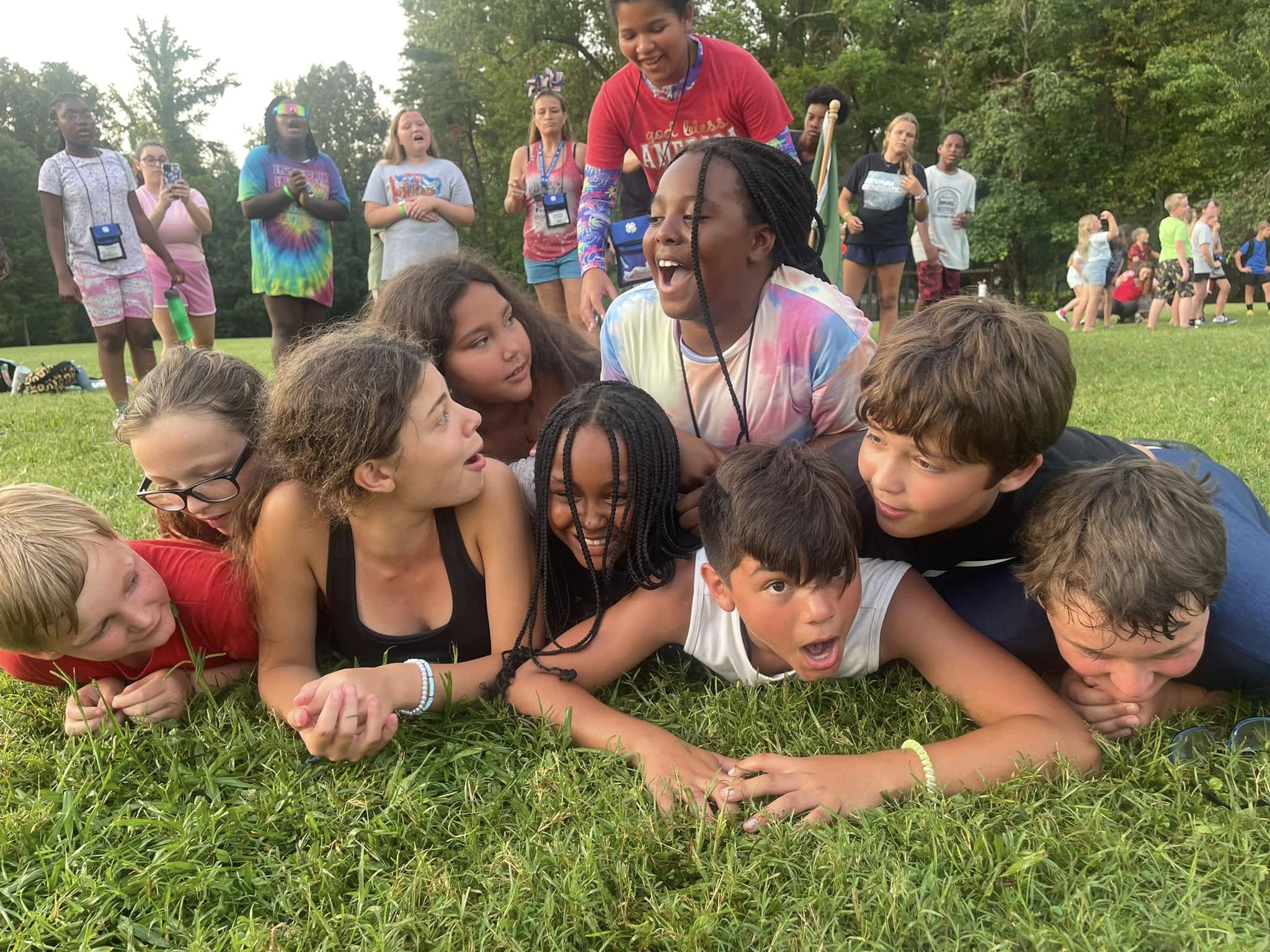 4-H campers participating in the Mega Relay event at summer camp