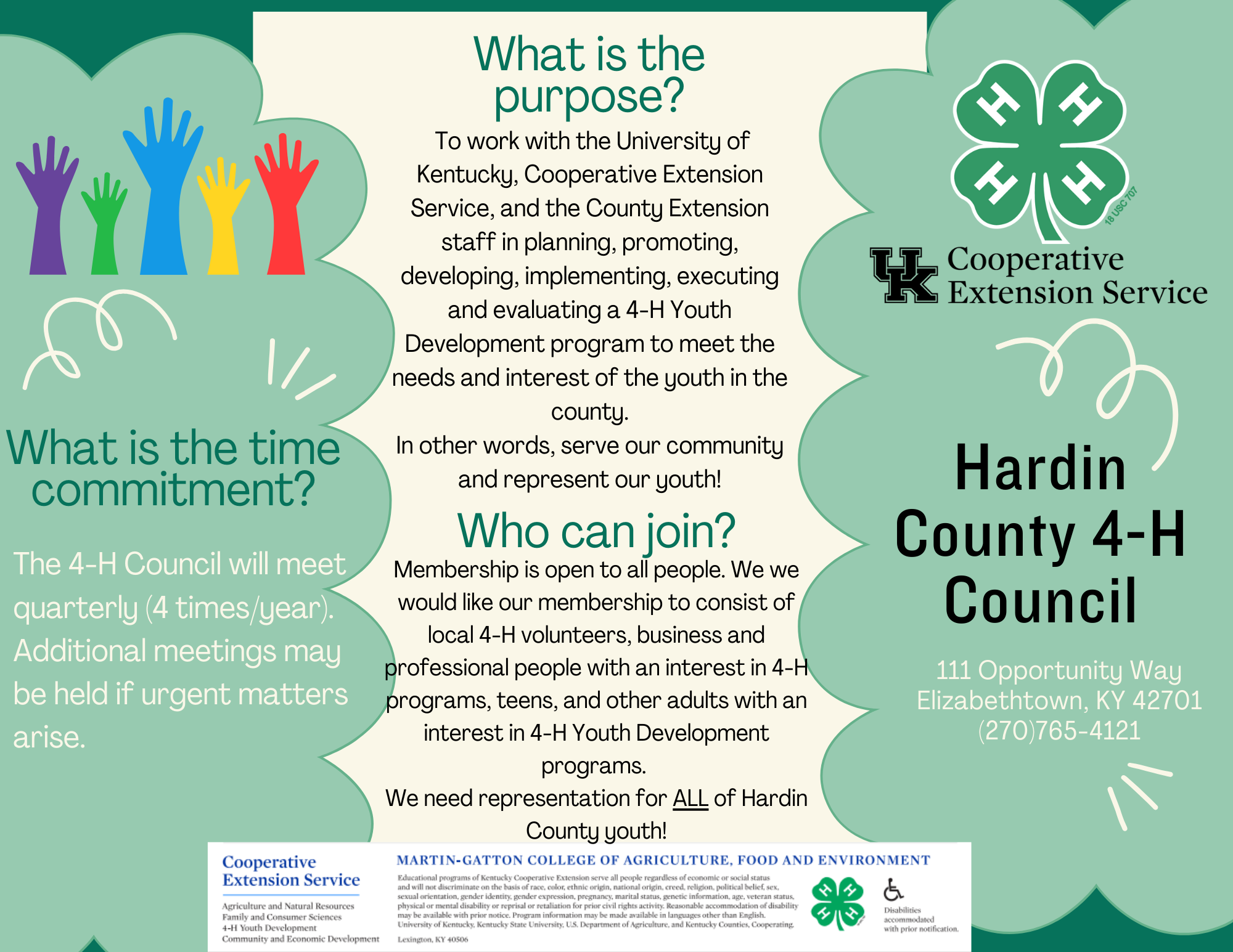 Hardin County 4-H Council basic information.